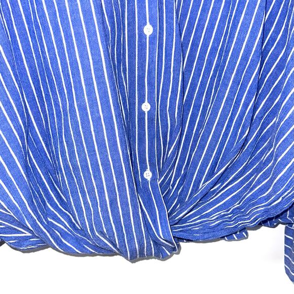 Torrid Blue Stripe Twist Front Button Up Shirt Size 3X - Picture 5 of 13